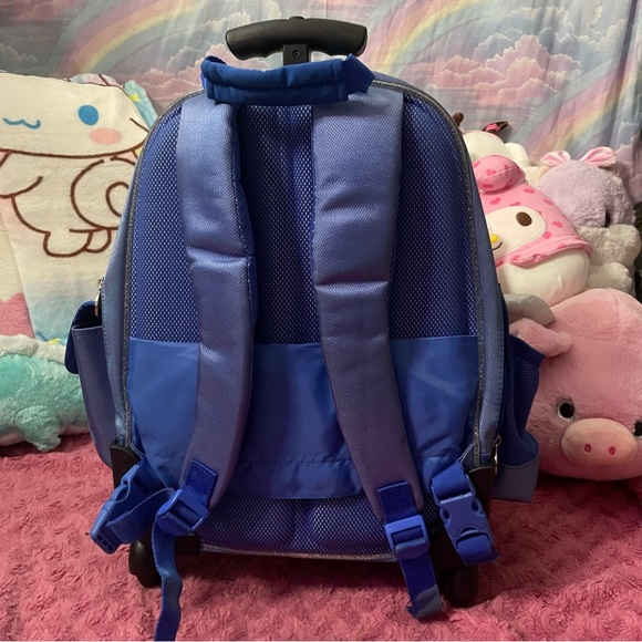 Y2k Doraemon kawaii Japanese cartoon character dark blue sparkle roll backpack - Picture 5 of 8